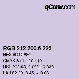 カラーコード: RGB 212 200.6 225 | qconv.com