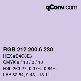 カラーコード: RGB 212 200.6 230 | qconv.com