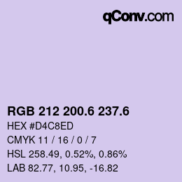 カラーコード: RGB 212 200.6 237.6 | qconv.com