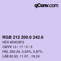 カラーコード: RGB 212 200.6 242.6 | qconv.com