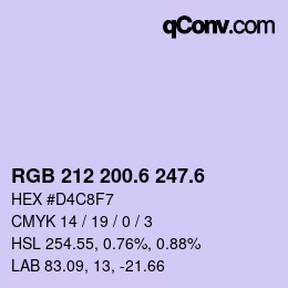 カラーコード: RGB 212 200.6 247.6 | qconv.com