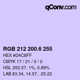 カラーコード: RGB 212 200.6 255 | qconv.com