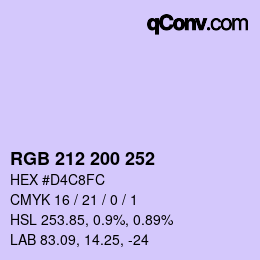 颜色代码: RGB 212 200 252 | qconv.com