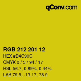 Color code: RGB 212 201 12 | qconv.com