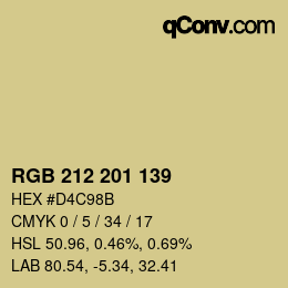 カラーコード: RGB 212 201 139 | qconv.com