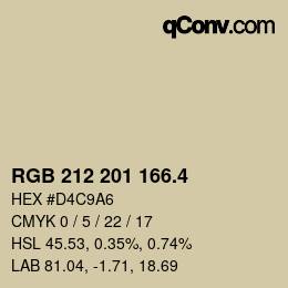 カラーコード: RGB 212 201 166.4 | qconv.com
