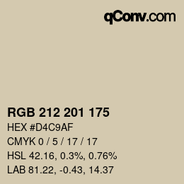 カラーコード: RGB 212 201 175 | qconv.com
