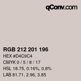 Color code: RGB 212 201 196 | qconv.com