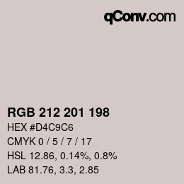 Color code: RGB 212 201 198 | qconv.com