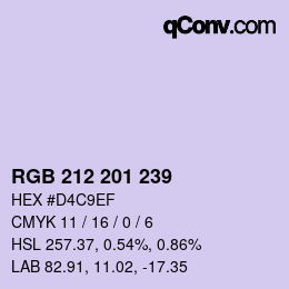 Color code: RGB 212 201 239 | qconv.com