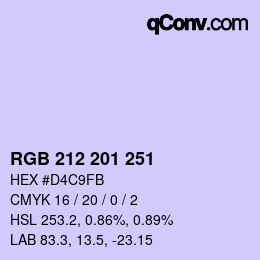 Color code: RGB 212 201 251 | qconv.com