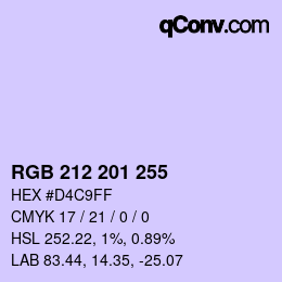 Color code: RGB 212 201 255 | qconv.com