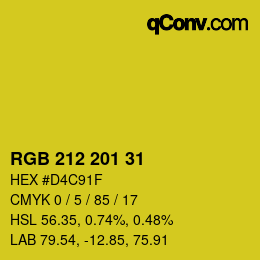 Color code: RGB 212 201 31 | qconv.com