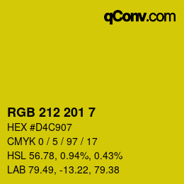 Color code: RGB 212 201 7 | qconv.com