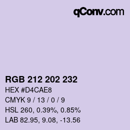 Color code: RGB 212 202 232 | qconv.com
