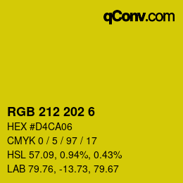 Color code: RGB 212 202 6 | qconv.com