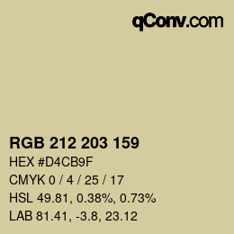 Color code: RGB 212 203 159 | qconv.com