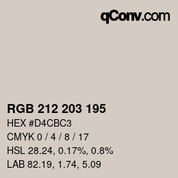 Color code: RGB 212 203 195 | qconv.com