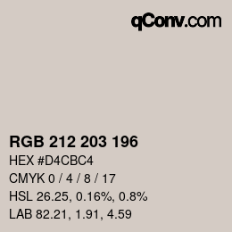 Color code: RGB 212 203 196 | qconv.com