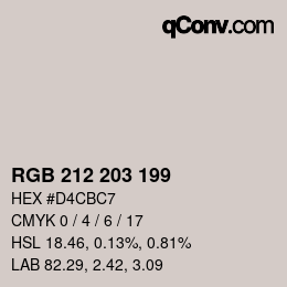 Color code: RGB 212 203 199 | qconv.com