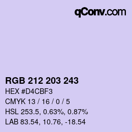 カラーコード: RGB 212 203 243 | qconv.com