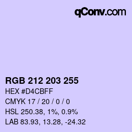Color code: RGB 212 203 255 | qconv.com