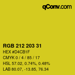 Color code: RGB 212 203 31 | qconv.com