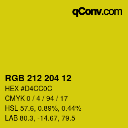 Color code: RGB 212 204 12 | qconv.com
