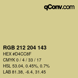 Color code: RGB 212 204 143 | qconv.com