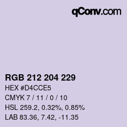 Color code: RGB 212 204 229 | qconv.com