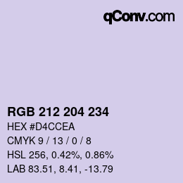 カラーコード: RGB 212 204 234 | qconv.com