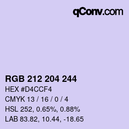 Farbcode: RGB 212 204 244 | qconv.com