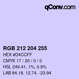 Color code: RGB 212 204 255 | qconv.com