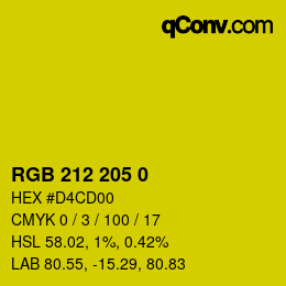 Code couleur: RGB 212 205 0 | qconv.com