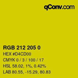 カラーコード: RGB 212 205 0 | qconv.com