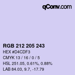 Color code: RGB 212 205 243 | qconv.com