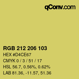 Color code: RGB 212 206 103 | qconv.com