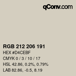 颜色代码: RGB 212 206 191 | qconv.com