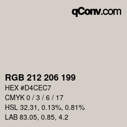 Color code: RGB 212 206 199 | qconv.com