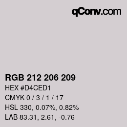 颜色代码: RGB 212 206 209 | qconv.com