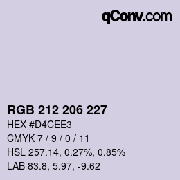 Color code: RGB 212 206 227 | qconv.com