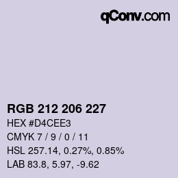 Código de color: RGB 212 206 227 | qconv.com