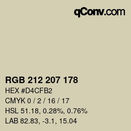 カラーコード: RGB 212 207 178 | qconv.com