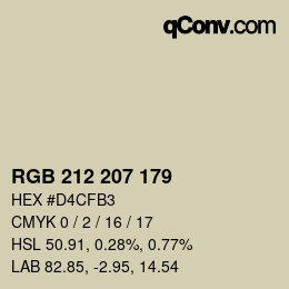 Color code: RGB 212 207 179 | qconv.com
