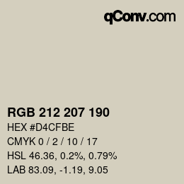 Color code: RGB 212 207 190 | qconv.com