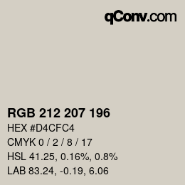 颜色代码: RGB 212 207 196 | qconv.com