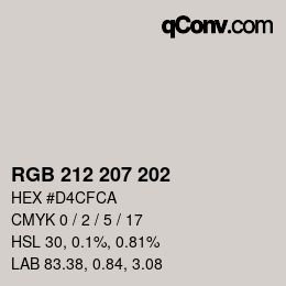 Color code: RGB 212 207 202 | qconv.com