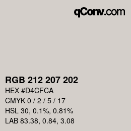 Color code: RGB 212 207 202 | qconv.com