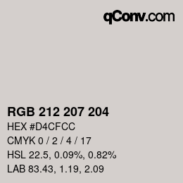 カラーコード: RGB 212 207 204 | qconv.com