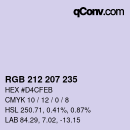 カラーコード: RGB 212 207 235 | qconv.com